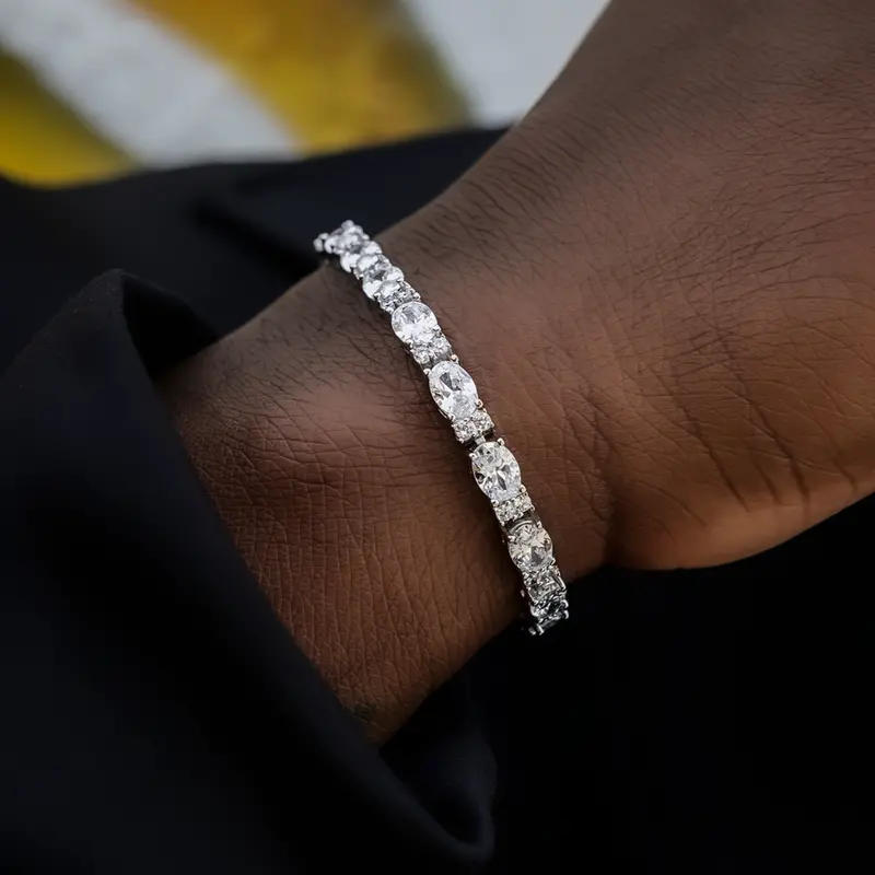 Contemporary 5Mm Mixed Oval Diamond Tennis Bracelet 1