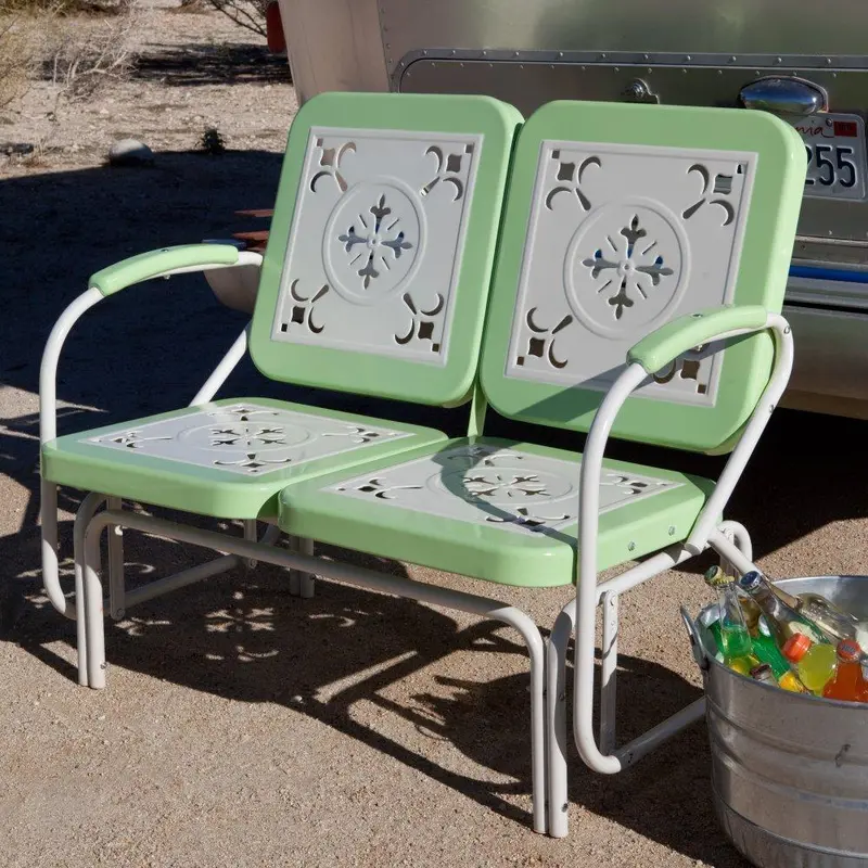Coral Coast Paradise Cove Metal Glider Loveseat – Retro Outdoor Seating 1