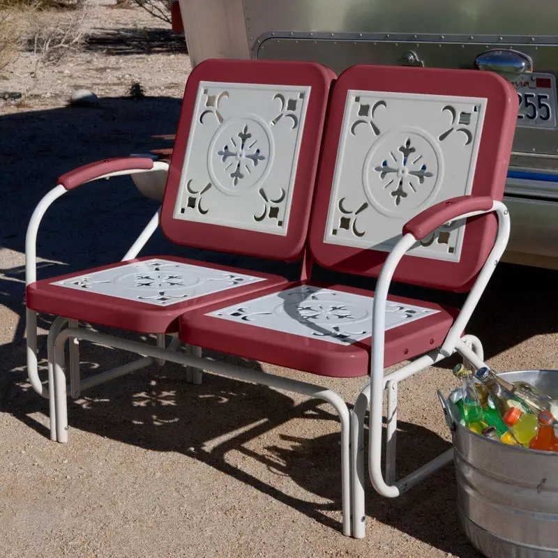 Coral Coast Paradise Cove Retro Metal Glider Loveseat – Vintage-Style Outdoor Seating With Smooth Rocking Motion And Powder-Coated Finish 1