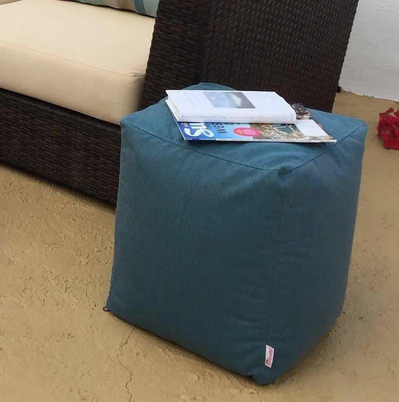 Core Covers Sunbrella Indoor/Outdoor Pouf Cover – 14" X 14", Cast Lagoon Color 2