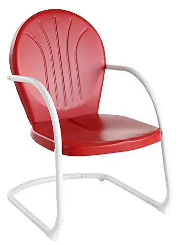 Crosley Furniture Griffith Outdoor Metal Chair – Rust-Resistant Powder-Coated Red Dining Or Lounge Seating 1