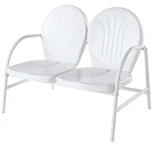 Crosley Griffith White Metal Loveseat – Modern Outdoor Seating With Powder-Coated Finish 1