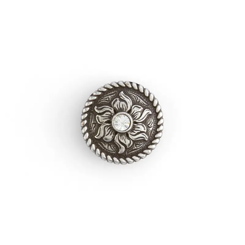 Crystal-Adorned Flower Concho – Decorative Leather Accent 1