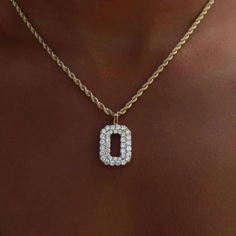 Custom Number Pendant In Yellow Gold With Vs Diamonds 1