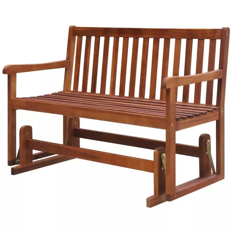 Daonanba Acacia Wood Porch Glider Bench – Heavy-Duty Outdoor Swing Seat 1