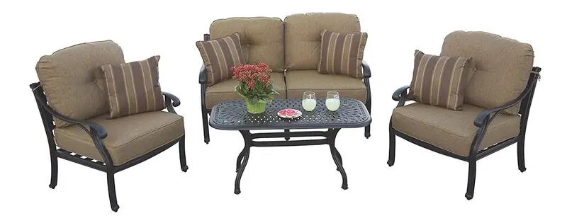 Darlee Nassau Deep Seating Patio Set – 4-Piece Outdoor Conversation Set In Antique Bronze Finish 1