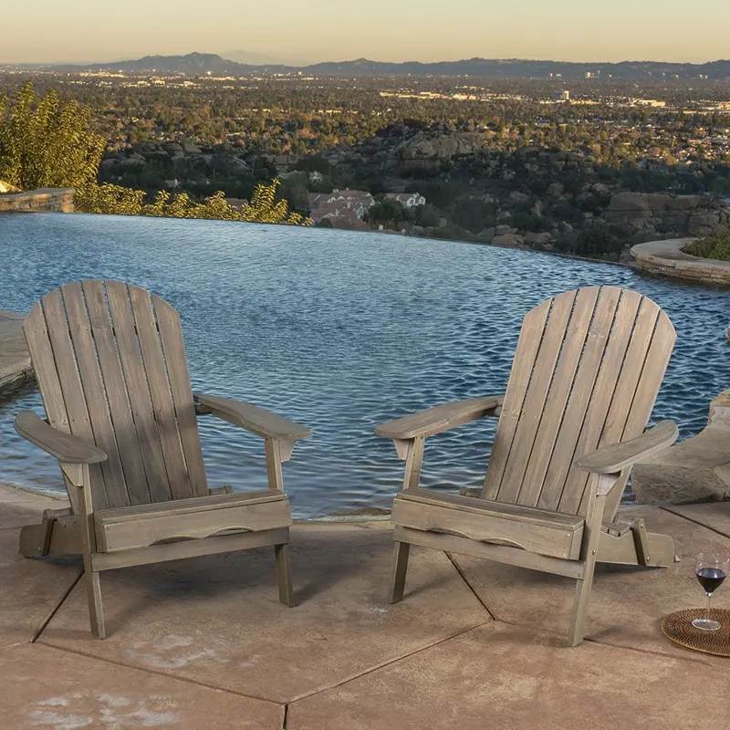 Denise Austin Milan Grey Outdoor Folding Adirondack Chair Set (2-Pack) 1