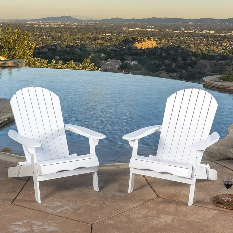 Denise Austin Milan Outdoor Adirondack Chair Set – Folding Wooden Chairs (2-Pack) For Patios And Backyards 1