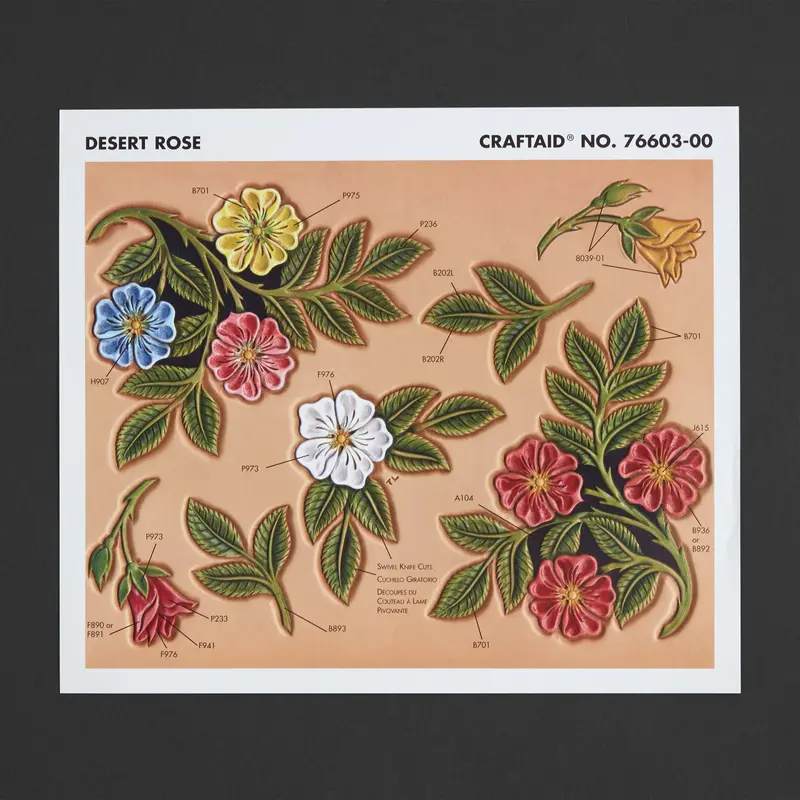 Desert Rose Pattern Craftaid Leatherworking Template 1