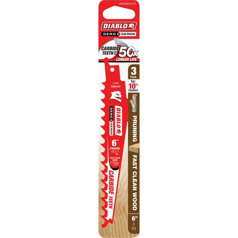Diablo Demo Demon Reciprocating Saw Blade – 6" Length, 3 Tpi Carbide-Tipped (3-Pack) 1