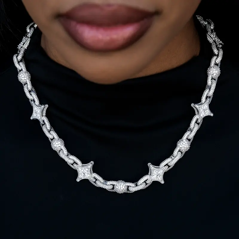 Diamond Ball Star Mariner Necklace – 10Mm, White Gold 1