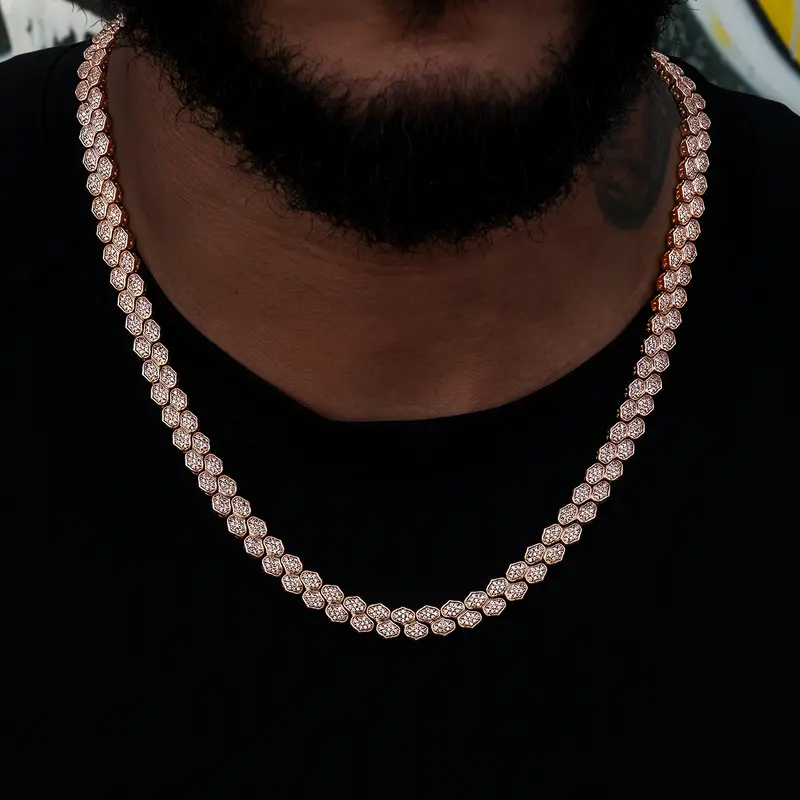 Diamond-Pave Snake Link Chain – Rose Gold (4Mm) 1