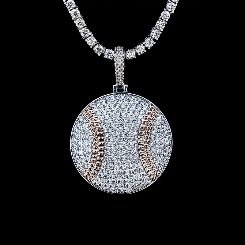 Diamond-Paved Baseball Charm In White Gold 1