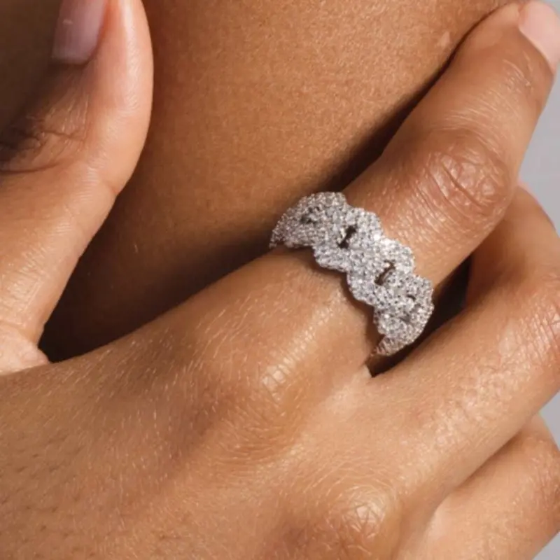 Diamond-Set Prong Ring – White Gold Vermeil 1