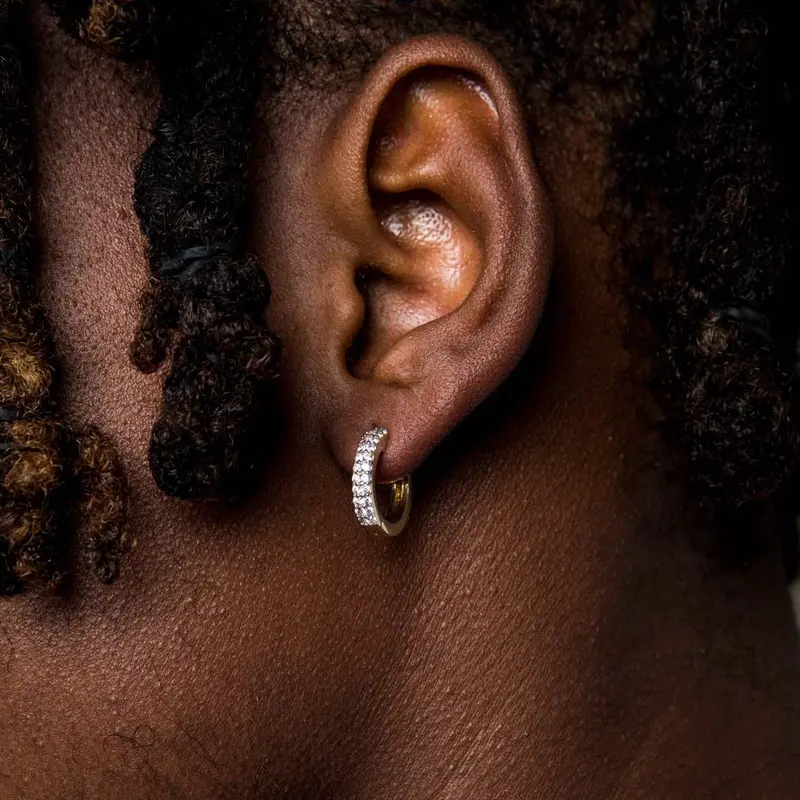 Double-Row Micro Hoop Earrings – 14K Yellow Gold 1