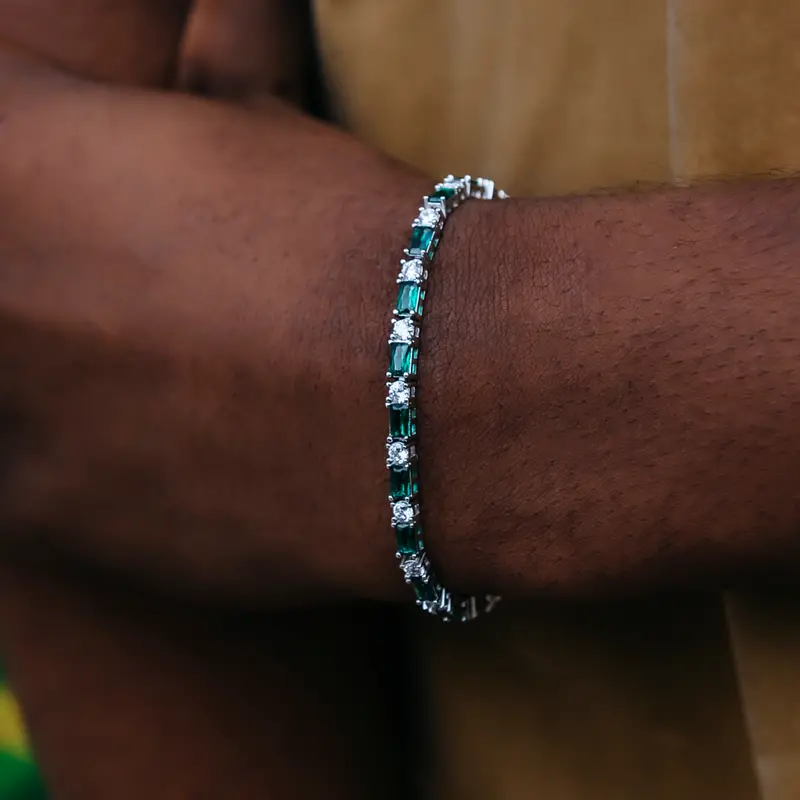 Emerald Baguette Tennis Bracelet – Flexible Fit 1