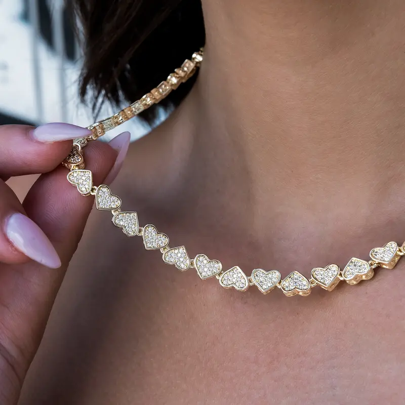 Eternity Heart Pendant Necklace In 14K Yellow Gold 1