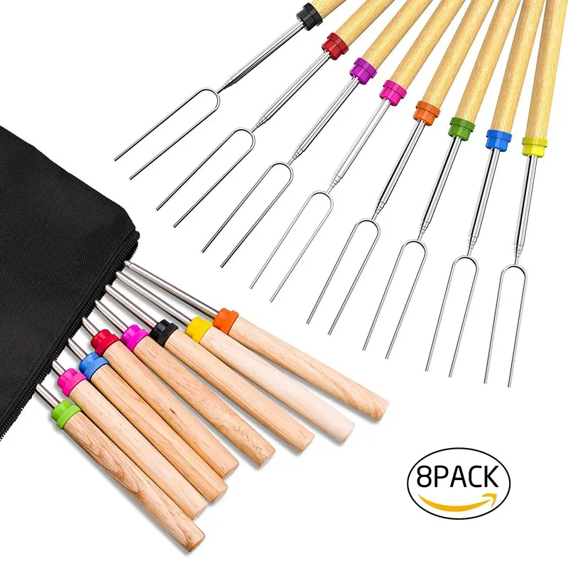 Ezire Extendable Marshmallow Roasting Sticks – 32" Adjustable Campfire Forks, Set Of 8 1