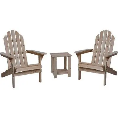 Fir Wood Adirondack Chair & Side Table Set – 3-Piece Outdoor Seating Combo 1