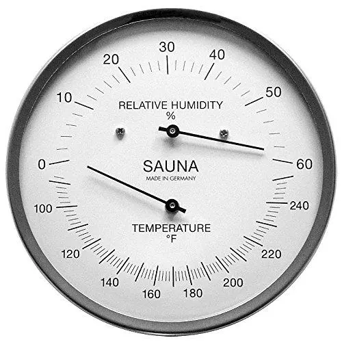 Fischer Sauna Thermometer & Hygrometer – German-Made Dual-Function Gauge (°F) With 5.1" Display For Accurate Heat And Humidity Monitoring 1