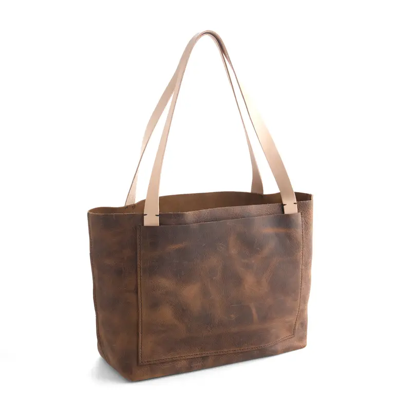 Folsom Tote Bag Kit – Light Caramel Full-Grain Leather Diy Project 1