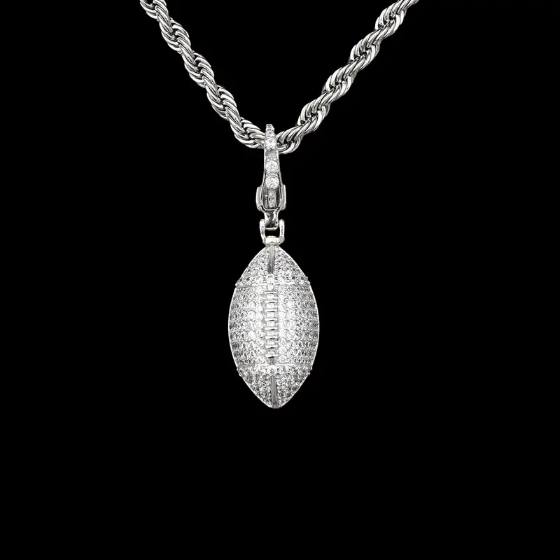 Football-Themed Clip-On Pendant – White Gold Sporty Charm 1
