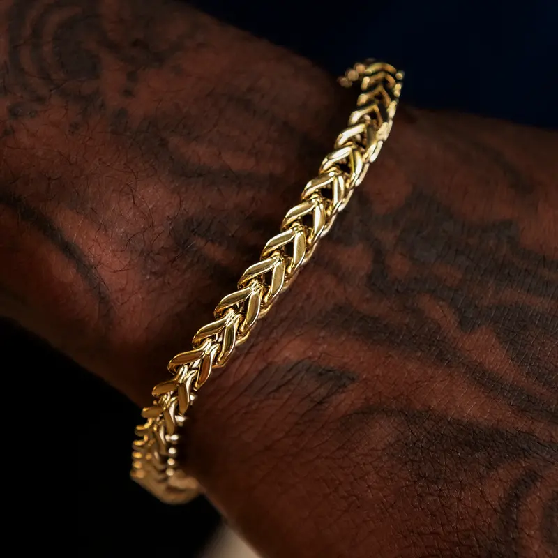 Franco-Style Cuban Bracelet – 6Mm Yellow Gold Link Band 1