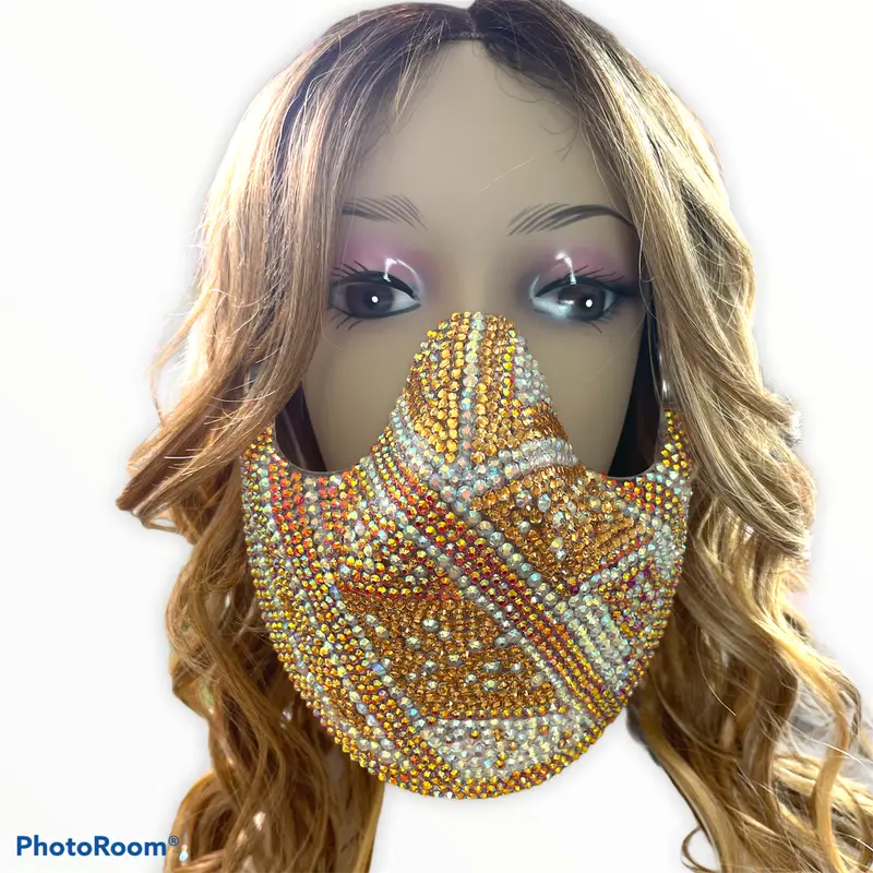Fully Strass-Adorned Face Shield – 'Fit For The Queen' Luxury Design 1