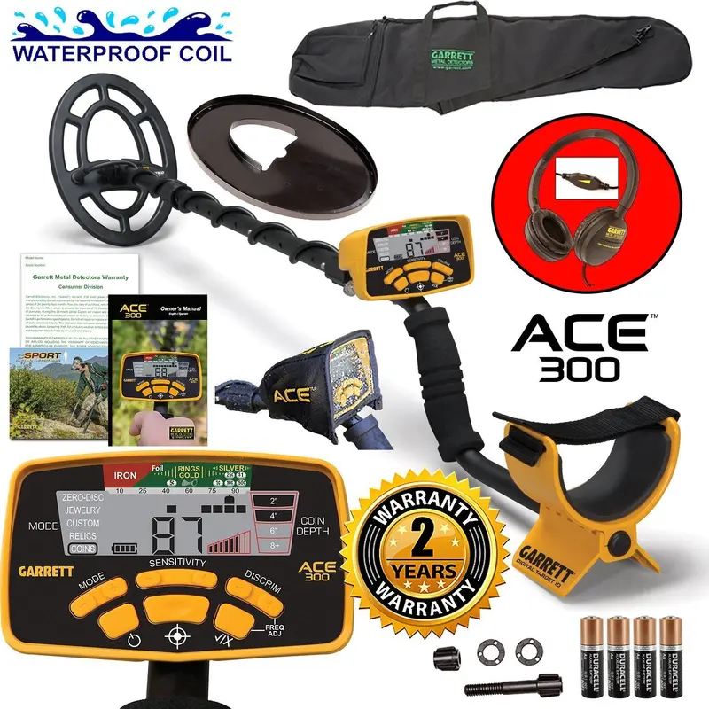 Garrett Ace 300 Waterproof Metal Detector Kit – Includes Submersible Search Coil And Travel Carry Bag 1