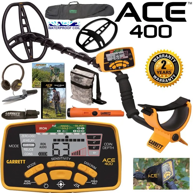 Garrett Ace 400 Metal Detector With Waterproof Dd Coil And Premium Accessory Kit 1
