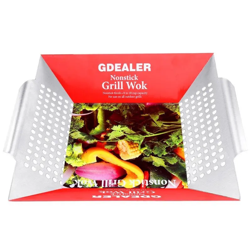 Gdealer Premium Stainless Steel Grill Basket – 14" X 12", 430-Grade For Veggies, Fish & Meats 1