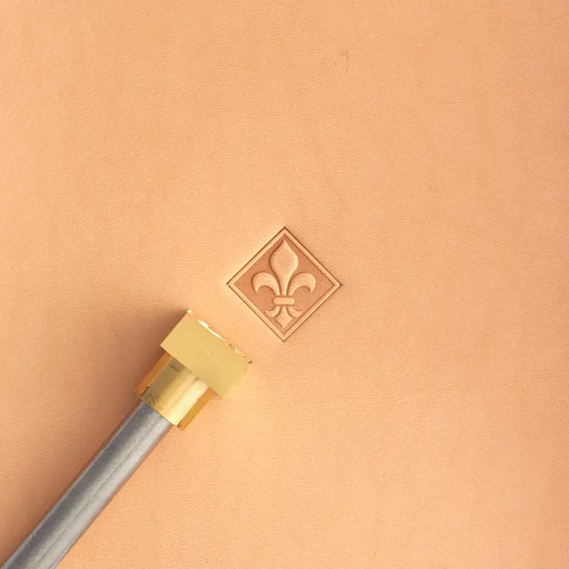 Geometric Fleur-De-Lis Square Brass Leather Stamp 1