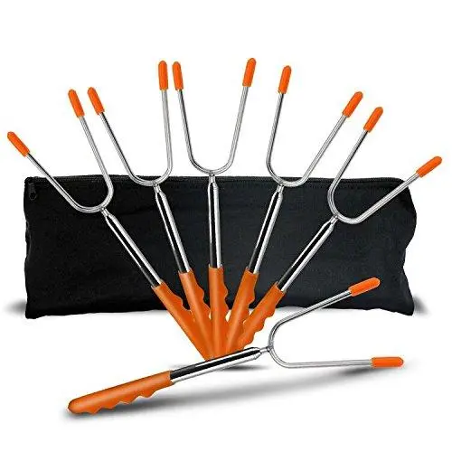 Gikpal Telescoping Marshmallow Roasting Sticks – 6-Piece Stainless Steel Smores Skewers & Hot Dog Forks (Extends To 45 Inches) 1