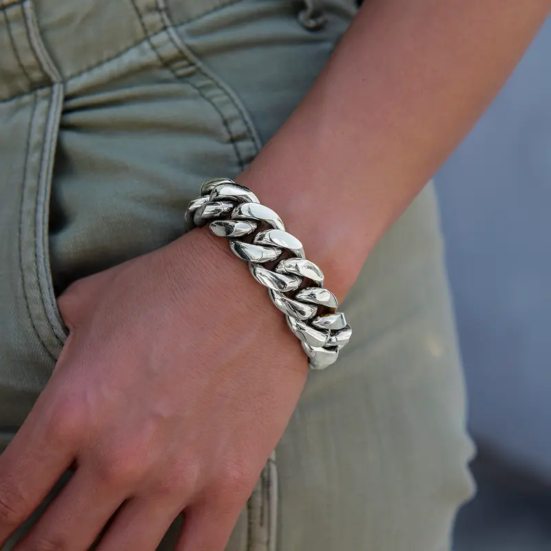Gld 19Mm White Gold Signature Cuban Link Bracelet 1