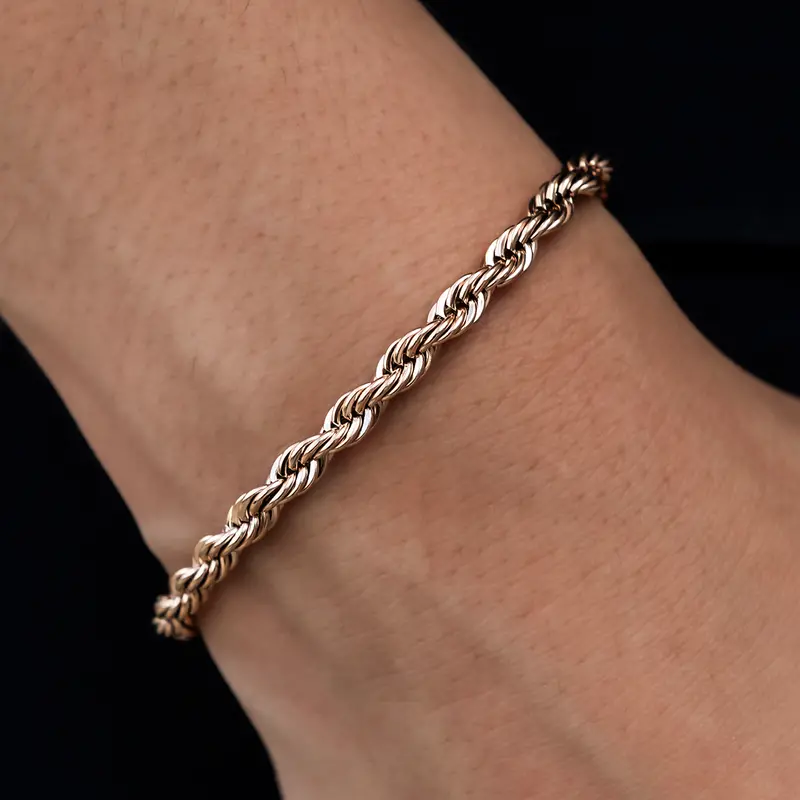Gld 4Mm Rose Gold Rope Bracelet 1