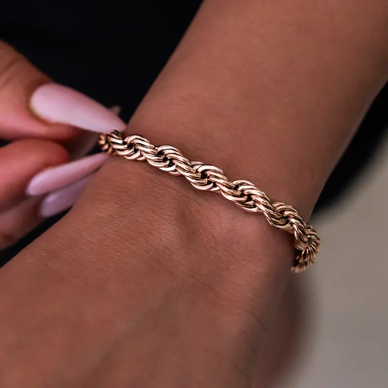 Gld 6Mm Rose Gold Rope Bracelet – Premium Finish 1