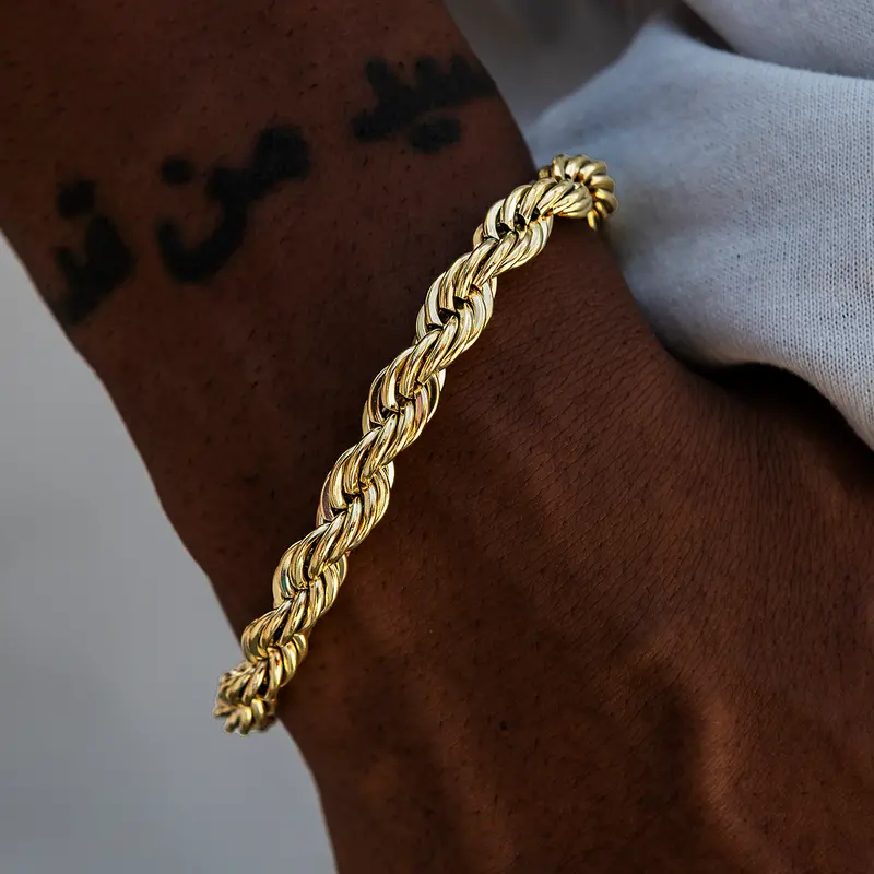Gld 8Mm Yellow Gold Rope Chain Bracelet 1