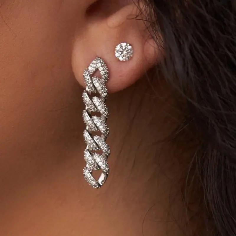 Gld Prong-Set Cuban Stud Earrings – 6Mm White Gold 1