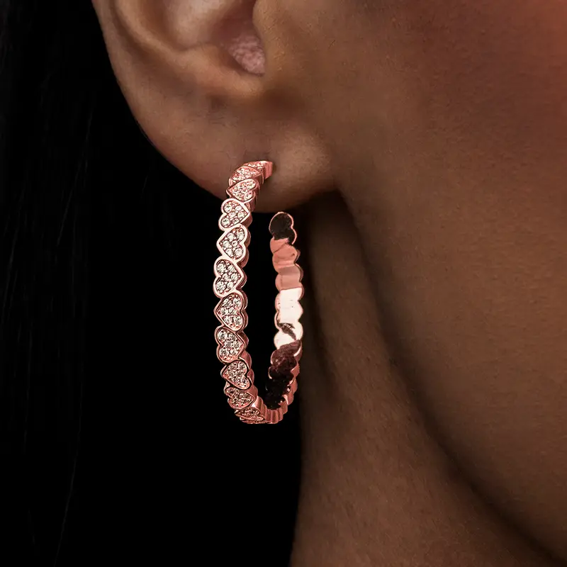Gld Rose Gold Eternity-Inspired Heart Hoop Earrings 1