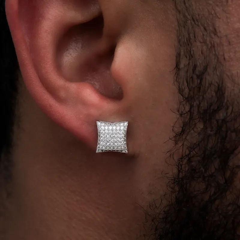 Gld White Gold Diamond-Pave Cushion-Cut Stud Earrings 1