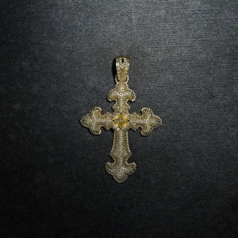 Gld X Bloody Osiris Large Canary Lab-Grown Diamond Cross Pendant – Solid Yellow Gold 1