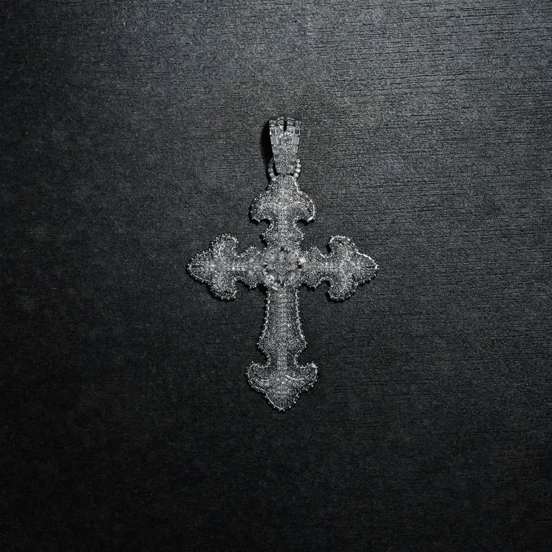 Gld X Bloody Osiris Large Lab-Grown Diamond Cross Pendant – Solid White Gold 1