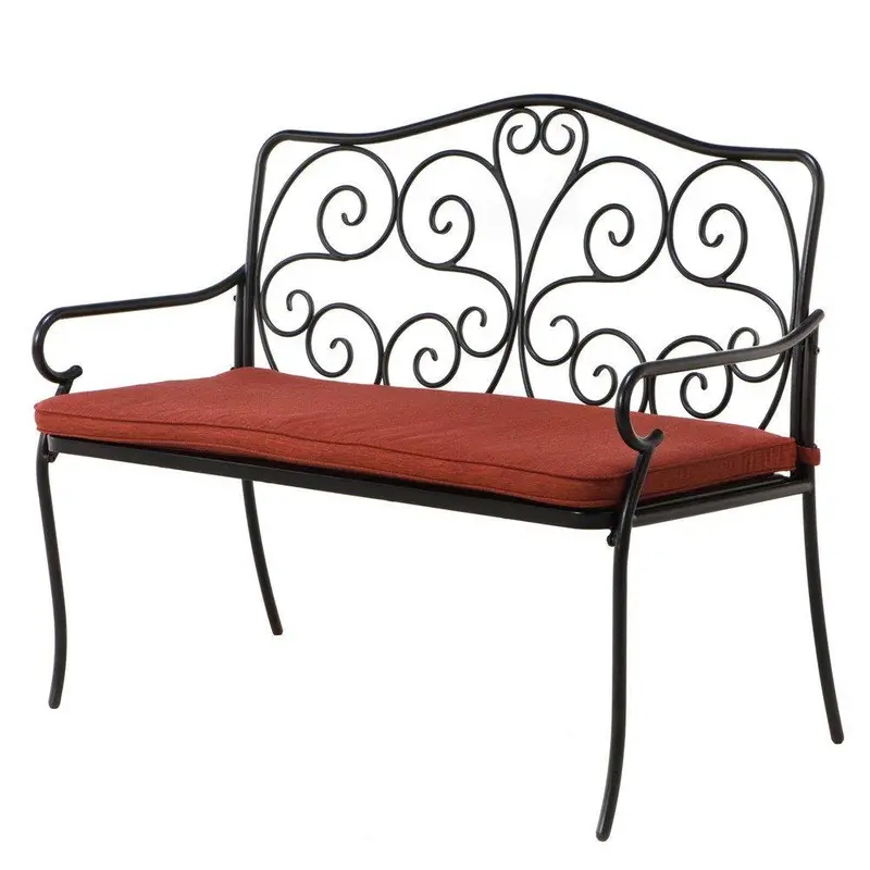 Grand Patio All-Weather Steel Garden Bench – Black Outdoor Loveseat For Porch, Patio, Or Yard Use 1