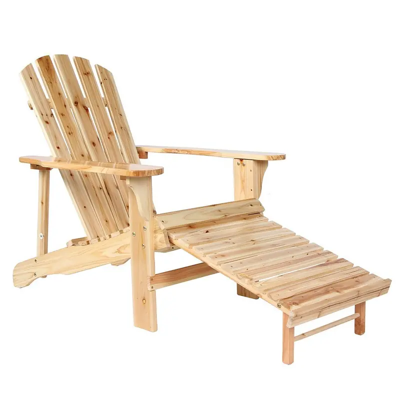 Handcrafted Adirondack Chair With Lacquered Finish – Includes Adjustable Footstool For Enhanced Comfort 1