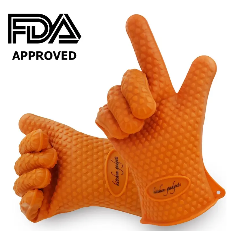 Heat-Resistant Bbq Gloves – Fda-Approved Oven Mitts For Grilling, Baking, Smoking & High-Heat Tasks (Orange, One Size) 1
