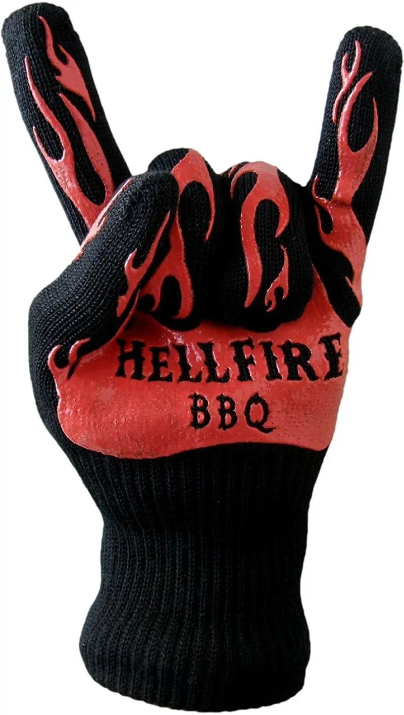 Hellfire Flame-Resistant Bbq Gloves – En407-Certified Heat Protection Up To 932°F, Silicone-Fingered Mitts For Grilling, Smoking, And Oven Use 1