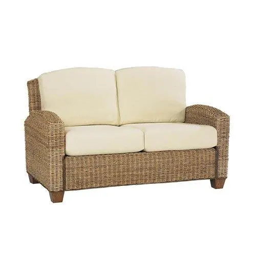 Home Styles Naples Cabana Banana Love Seat – Honey-Finished Wicker Outdoor Sofa 1