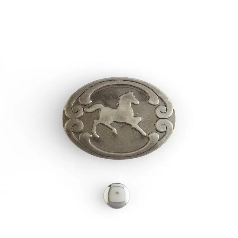 Horse-Stamped Steel Concho Embellishment For Belt Or Bag Accents 1