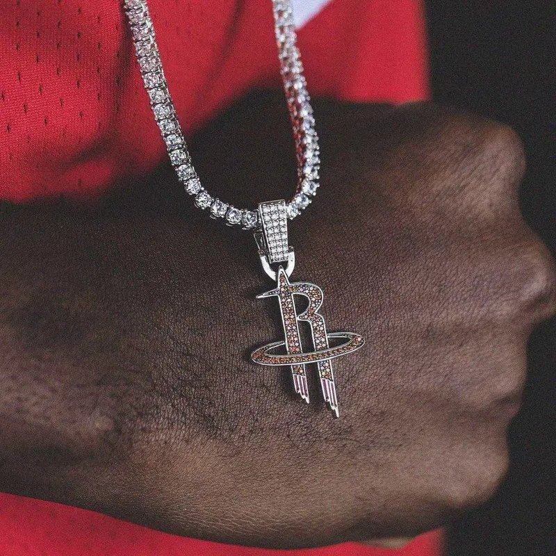 Houston Rockets Nba Official Logo Pendant – White Gold 1