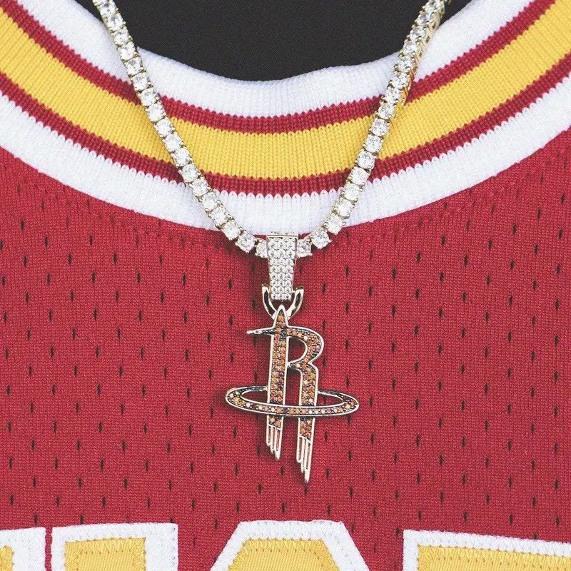 Houston Rockets Nba Official Logo Pendant – Yellow Gold 1